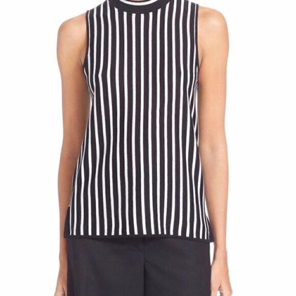 Rag & Bone Livvy Striped Knit Mock Neck Sleeveless Top Size Medium - Picture 1 of 11